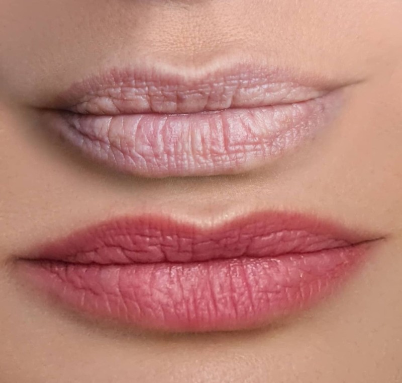 maquillage pérmanent des lèvres couleurs rose avant après resultat cicatrisé  blacklinestudio